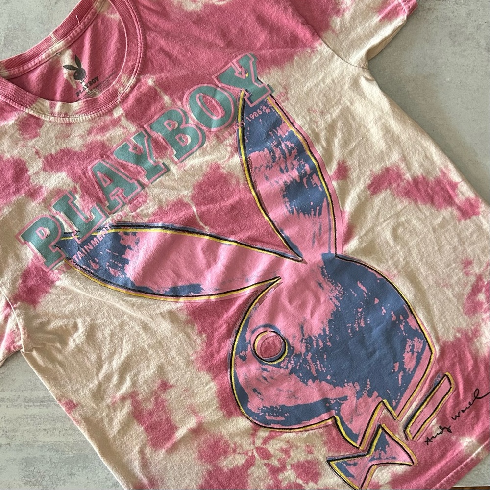 UO PLAYBOY x Andy Warhol Cover Tie Dye T-Shirt, Pink L